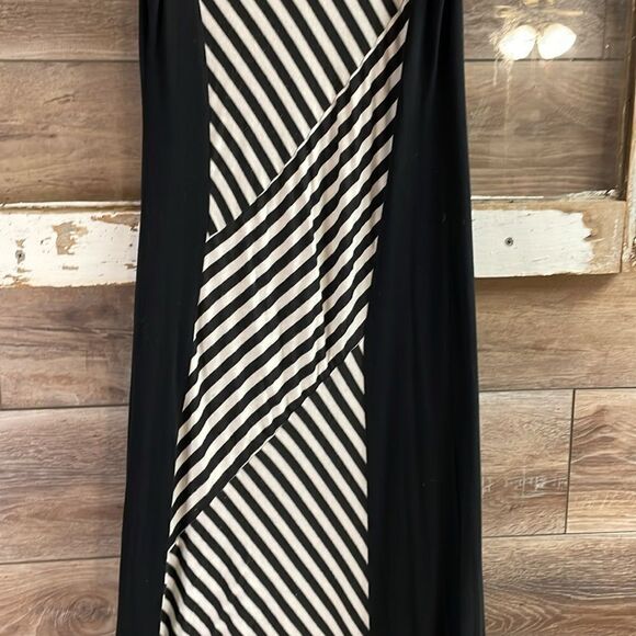 Promesa Ladies Tank Style Maxi Dress, Size Large, Black and White Stripes - Picture 4 of 8